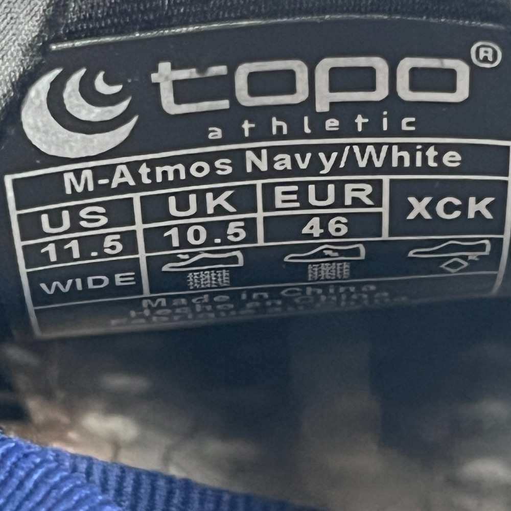 Topo Athletic Atmos Mens Size 11.5 Navy White Running Walk Gym Sneakers Shoes - Picture 12 of 12